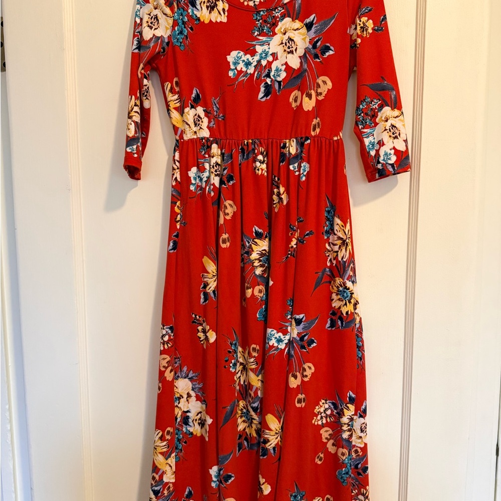 Floral Red Maxi Dress